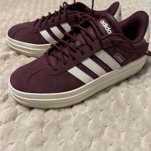 Adidas Women's Burgundy and White Athletic Shoes